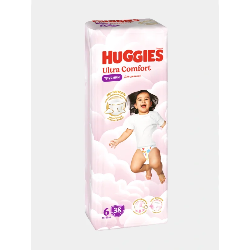Trusik Huggies ultra comfort 6, 38 dona(15–25 kg) (qiz bola)