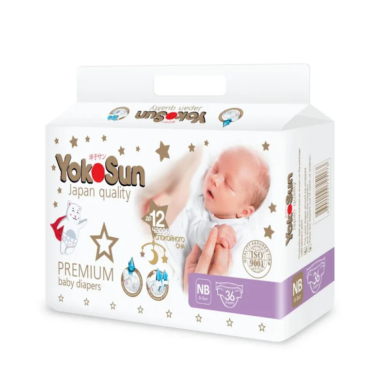 Tagliklar YokoSun Premium, NB (0-5 kg), 36 dona.
