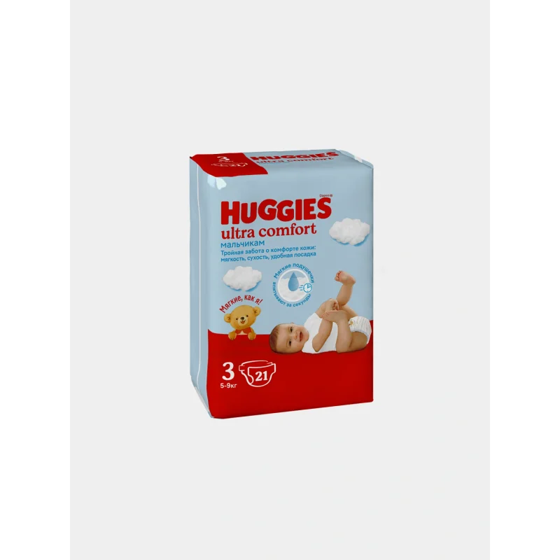 Huggies ultra comfort 3, 21 dona (5–9 kg) O’g’il bola