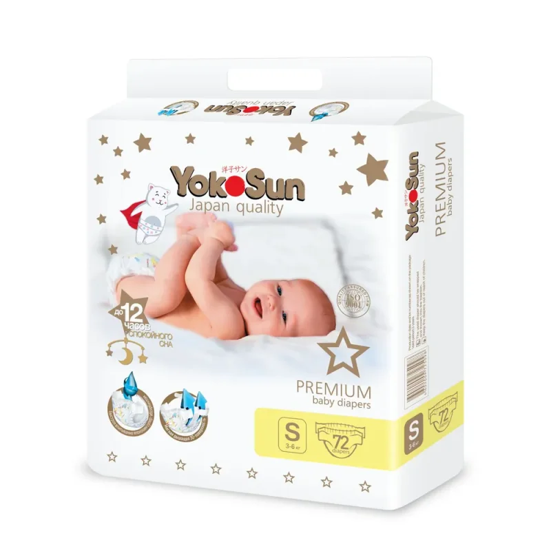 Tagliklar YokoSun Premium, S (3-6 kg), 72 dona.