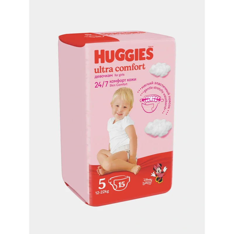 Huggies ultra comfort 5 lipuchkali, qizbola, 15 dona(12–22 kg)
