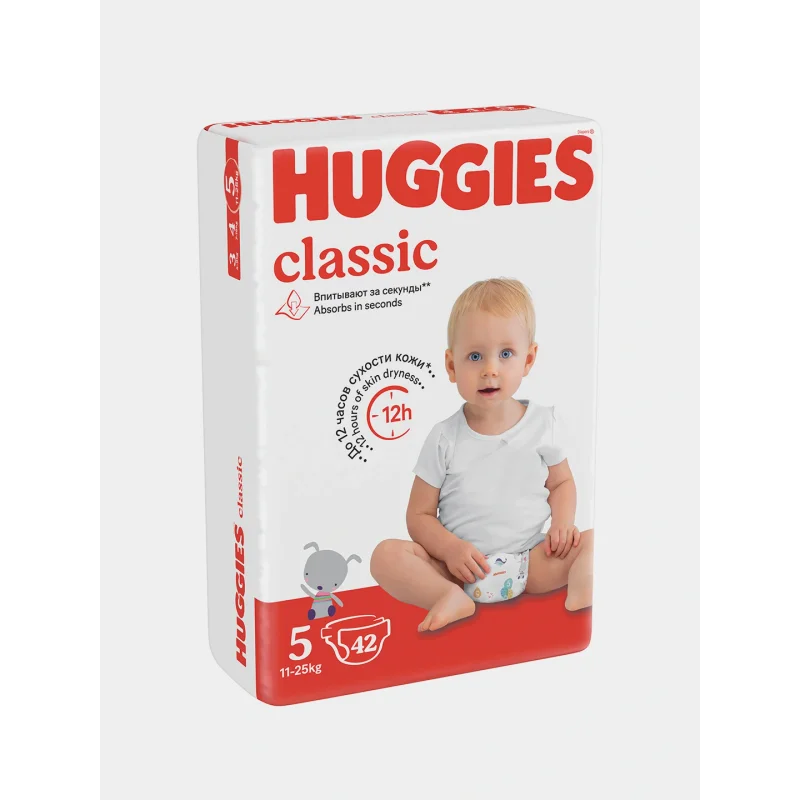 Huggies classic 5, lipuchka 42 dona (11-25 kg)