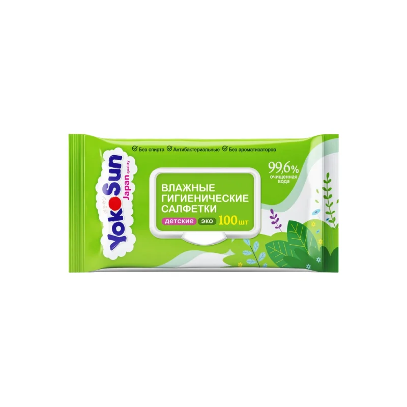 Ho'l gigienik salfetkalar bolalar YokoSun Eco, 100 dona.
